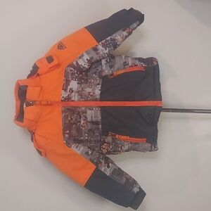 Snozu Orange Gray Camo Fleece Lined Hooded Coat Size 3T